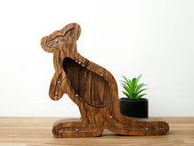 Load image into Gallery viewer, Wooden Piggy Bank Kangaroo (Brown, Engraving)