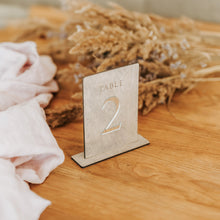 Load image into Gallery viewer, Gray Wooden Table Numbers for Event Table Seating