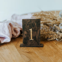 Load image into Gallery viewer, Rustic Brown Wooden Table Numbers for Weddings and Events