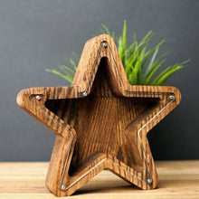 Load image into Gallery viewer, Wooden Piggy Bank Star (Brown, Engraving)