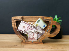 Load image into Gallery viewer, Wooden Piggy Bank Cup (Brown, Engraving)