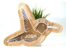 Load image into Gallery viewer, Wooden Piggy Bank Hummingbird (Engraving)