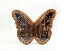 Load image into Gallery viewer, Wooden Piggy Bank Butterfly (Small, Brown, Engraving)