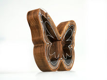 Load image into Gallery viewer, Wooden Piggy Bank Butterfly (Large, Brown, Engraving)