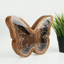 Load image into Gallery viewer, Wooden Piggy Bank Butterfly (Small, Brown, Engraving)