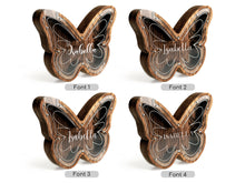 Load image into Gallery viewer, Wooden Piggy Bank Butterfly (Large, Brown, Engraving)