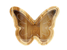 Load image into Gallery viewer, Wooden Piggy Bank Butterfly (Small, Brown, Engraving)
