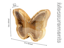 Load image into Gallery viewer, Wooden Piggy Bank Butterfly (Small, Brown, Engraving)