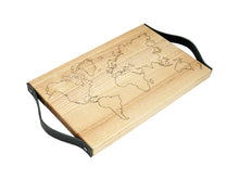 Load image into Gallery viewer, Natural Wood Cutting Board With Leather Handles (3 colors, personalization)