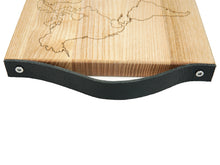 Load image into Gallery viewer, Natural Wood Cutting Board With Leather Handles (3 colors, personalization)