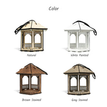 Load image into Gallery viewer, Wooden gazebo-shaped, gray bird feeder