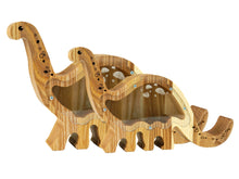 Load image into Gallery viewer, Wooden Piggy Bank Dinosaur (Large, Brown, Engraving)