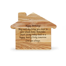 Load image into Gallery viewer, Wooden Piggy Bank, House Shaped Piggy Bank