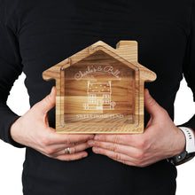 Load image into Gallery viewer, Wooden Piggy Bank, House Shaped Piggy Bank