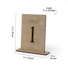 Load image into Gallery viewer, Gray Wooden Table Numbers for Event Table Seating