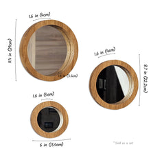 Load image into Gallery viewer, Set of 3 Oak Wood Wall Mirrors, Rustic Wooden Frame Mirrors for Living Room, Bathroom, or Entryway