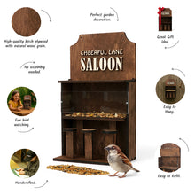 Load image into Gallery viewer, Handcrafted Wooden “Saloon” Bird Feeder, Fully Assembled Rustic Garden Feeder, Ideal Gift for Birdwatching and Outdoor Spaces