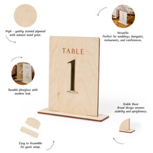 Load image into Gallery viewer, Custom Natural Wood Table Numbers for Rustic Weddings, Unique Reception Decor