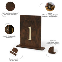 Load image into Gallery viewer, Black Wooden Table Numbers for Event Decorations
