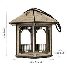 Load image into Gallery viewer, Wooden gazebo-shaped, gray bird feeder