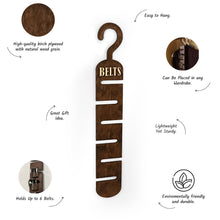 Load image into Gallery viewer, Wooden Belt Hanger for Closet, Space-Saving Wood Rack for Belts, Men’s Closet Accessory & Storage Hook