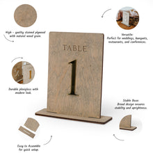 Load image into Gallery viewer, Gray Wooden Table Numbers for Event Table Seating