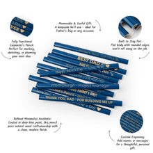 Load image into Gallery viewer, Personalized Blue Carpenter Pencil, Flat Pencil for Woodworking, Carpentry, DIY, Gift for Dad, Father’s Day, Handyman Tool