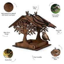 Load image into Gallery viewer, Personalized Wooden Bird Feeder, Decorative Hanging Feeder for Gardens and Outdoor Spaces