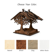 Load image into Gallery viewer, Personalized Wooden Bird Feeder, Decorative Hanging Feeder for Gardens and Outdoor Spaces