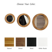 Load image into Gallery viewer, Set of 3 Oak Wood Wall Mirrors, Rustic Wooden Frame Mirrors for Living Room, Bathroom, or Entryway