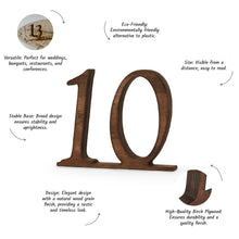 Load image into Gallery viewer, Set of 1-10 Wooden Table Numbers for Weddings and Special Events