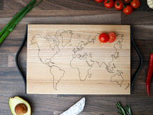 Load image into Gallery viewer, Natural Wood Cutting Board With Leather Handles (3 colors, personalization)