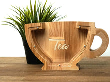 Load image into Gallery viewer, Wooden Piggy Bank Cup (Brown, Engraving)