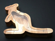 Load image into Gallery viewer, Wooden Piggy Bank Kangaroo (Brown, Engraving)