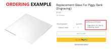 Load image into Gallery viewer, Replacement Glass For Piggy Bank (Engraving)