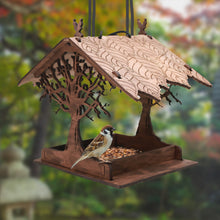 Load image into Gallery viewer, Personalized Wooden Bird Feeder, Decorative Hanging Feeder for Gardens and Outdoor Spaces