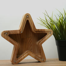 Load image into Gallery viewer, Wooden Piggy Bank Star (Brown, Engraving)