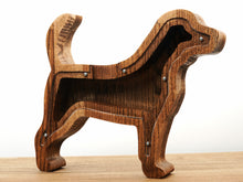 Load image into Gallery viewer, Wooden Piggy Bank Dog (Brown, Engraving)