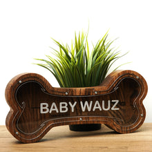 Load image into Gallery viewer, Wooden Piggy Bank Bone (Brown, Engraving)