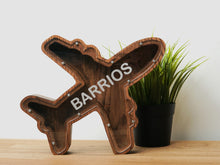 Load image into Gallery viewer, Wooden Piggy Bank Plane (Brown, Engraving)