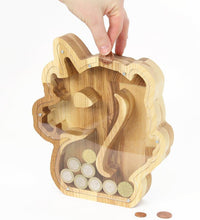 Load image into Gallery viewer, Wooden Piggy Bank Unicorn (Engraving)