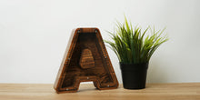 Load image into Gallery viewer, Wooden Piggy Bank Letter  (Small, Brown, A-Z, Engraving)