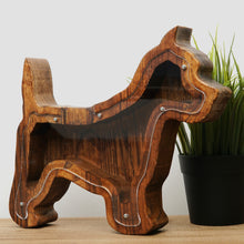 Load image into Gallery viewer, Wooden Piggy Bank Dog (Brown, Engraving)