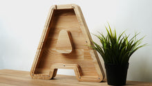 Load image into Gallery viewer, Wooden Piggy Bank Letter  (Large, A-Z, Engraving)