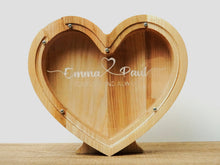 Load image into Gallery viewer, Wooden Piggy Bank Heart (Engraving)