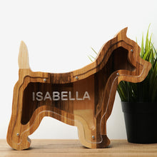 Load image into Gallery viewer, Wooden Piggy Bank Dog (Engraving)