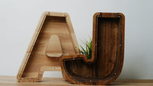 Load image into Gallery viewer, Wooden Piggy Bank Letter  (L, A-Z, Engraving)