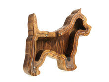 Load image into Gallery viewer, Wooden Piggy Bank Dog (Brown, Engraving)