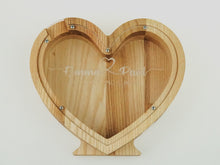 Load image into Gallery viewer, Wooden Piggy Bank Heart (Engraving)