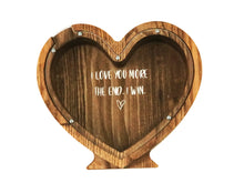 Load image into Gallery viewer, Wooden Piggy Bank Heart (Brown, Engraving)